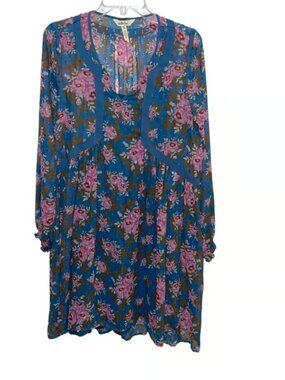 Matilda Jane To The Nines Dress Women M Blue Floral Swing Flounce Boho